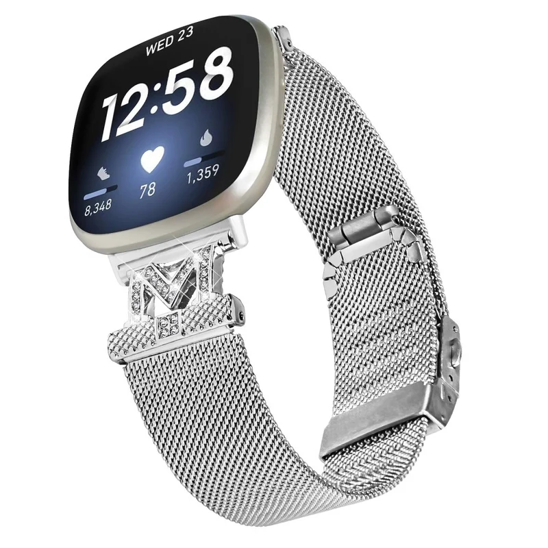 Fitbit Sense 2 / Versa 4 rhinestone stainless steel strap with buckle