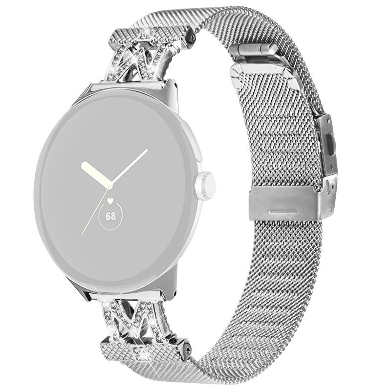 Google Pixel Watch letter M rhinestone décor strap