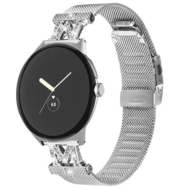 Google Pixel Watch letter M rhinestone décor strap