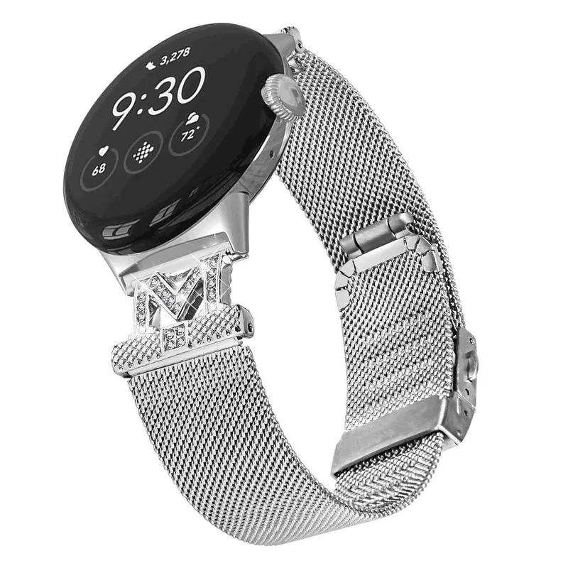 Google Pixel Watch letter M rhinestone décor strap