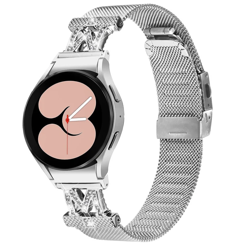 Samsung Galaxy Watch 6 / 6 Classic rhinestone décor stainless steel strap with connector