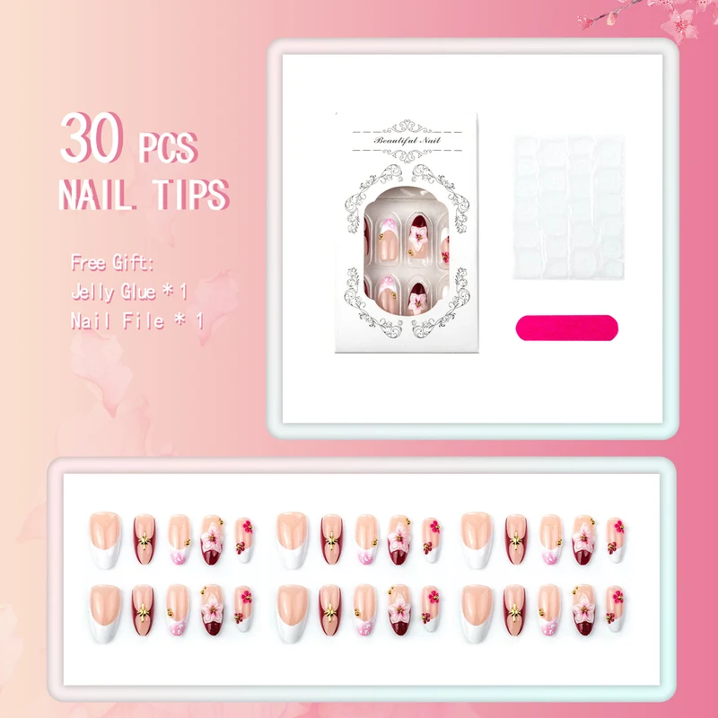 Floral Accent Press-On Nagelkunst Set