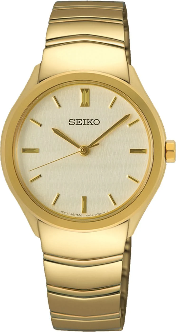 Seiko Conceptual SUR552P1 Damenuhr • Gold-Optik • Hardlexglas
