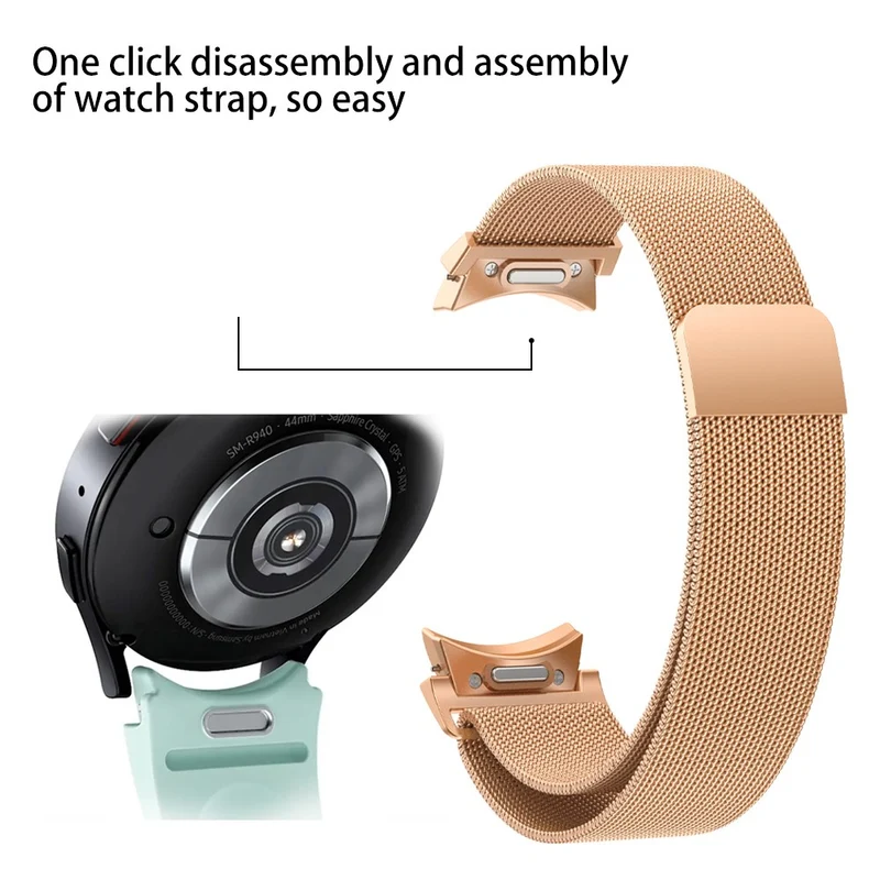 Samsung Galaxy Watch 6 / 5 / 4 milanese metal strap - Rose Gold