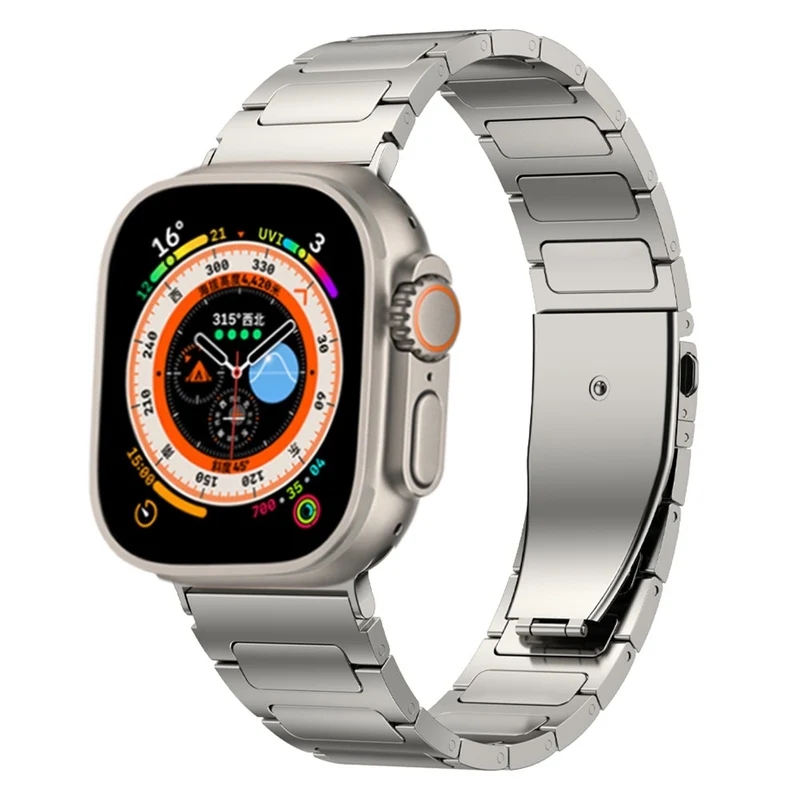 Apple Watch Series 9 41mm titanium alloy strap with flat buckle - Titanium Color