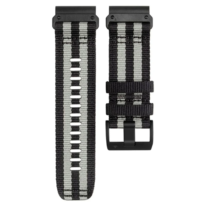 26mm nylon strap for Garmin watch - Black / Grey