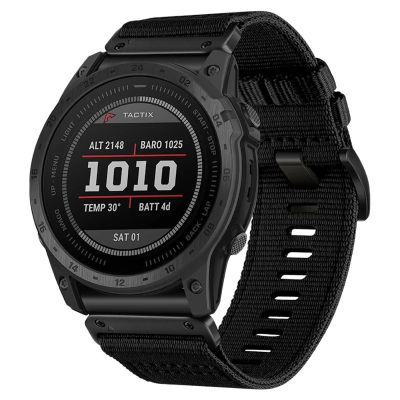 26mm nylon strap for Garmin watch - Black / Grey