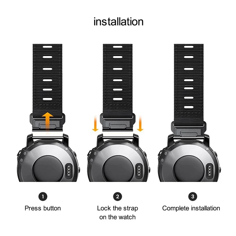 Nylon strap for Amazfit / Garmin and Coros watch - Black / Grey
