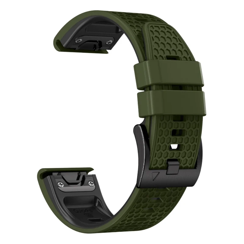 26mm dual-color dot texture silicone strap for Garmin Watch - Army Green+Black