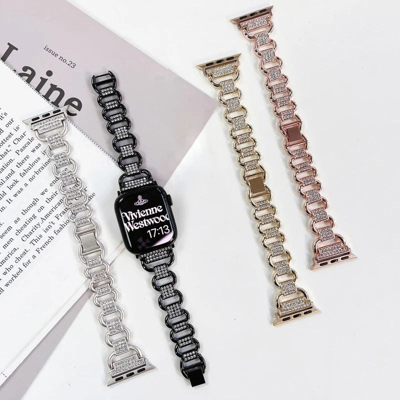 Apple Watch Series 9 41mm rhinestone décor metal strap