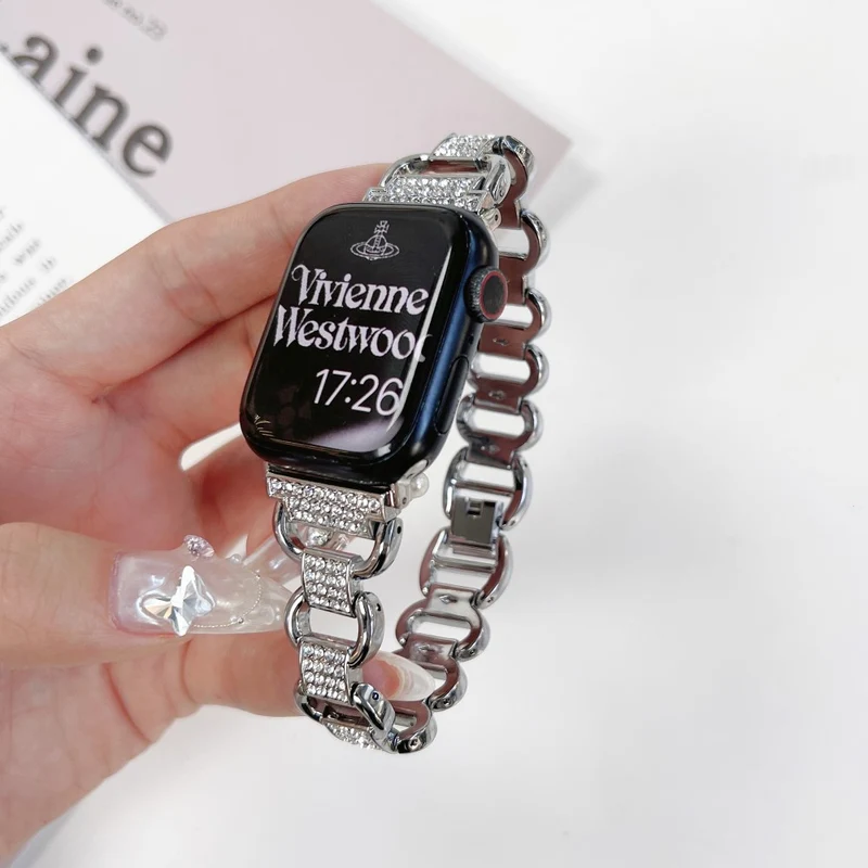 Apple Watch Series 9 41mm rhinestone décor metal strap