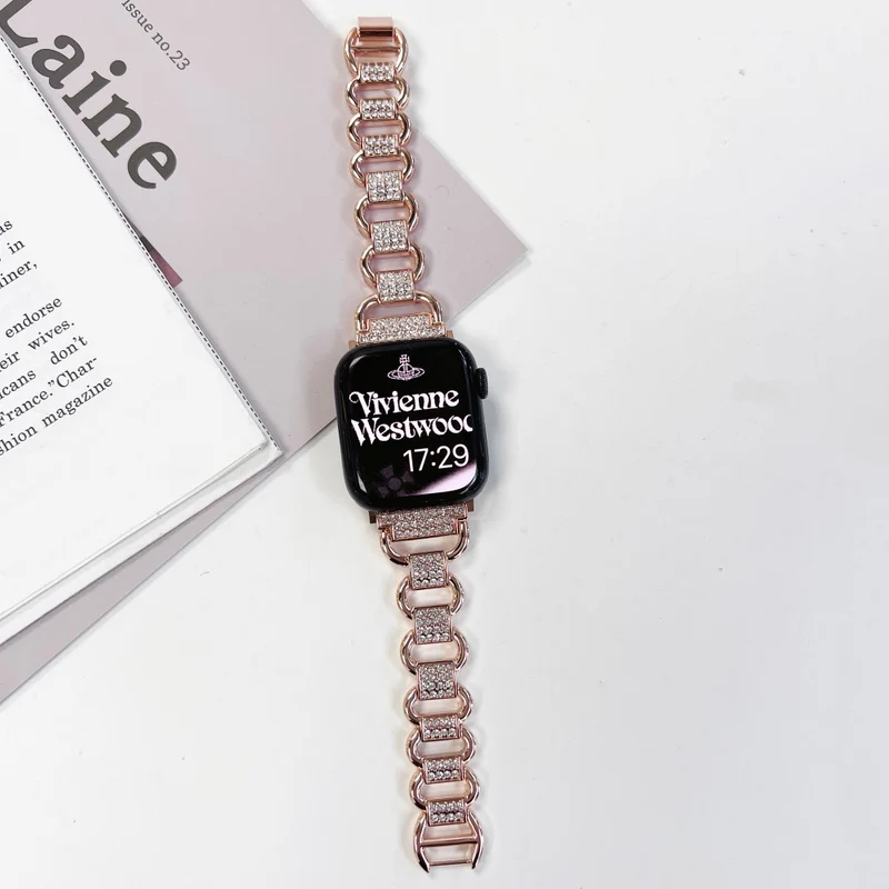 Apple Watch Series 9 41mm rhinestone décor metal strap