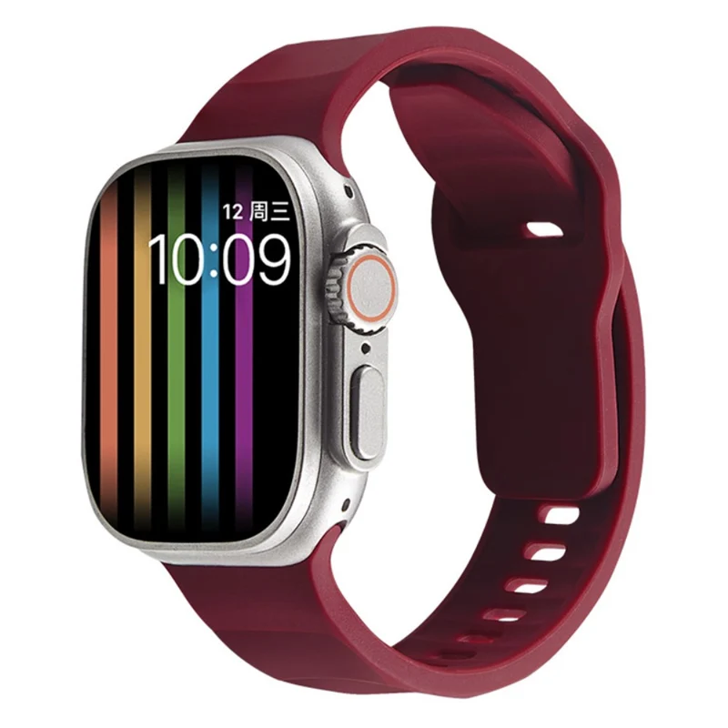 Apple Watch Series 9 41mm wavy style silicone strap - Wine Red
