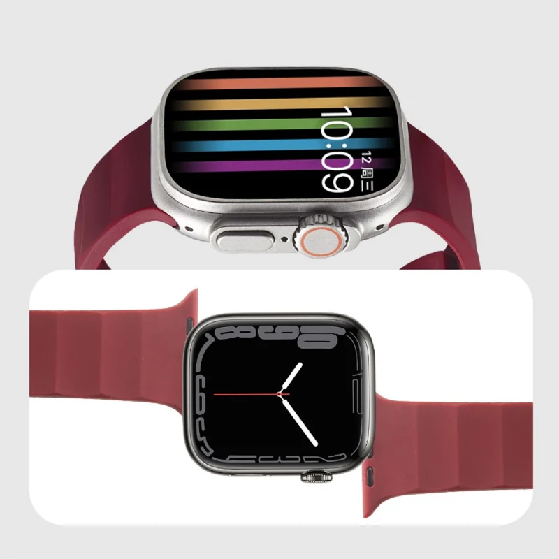 Apple Watch Series 9 41mm wavy style silicone strap - Wine Red