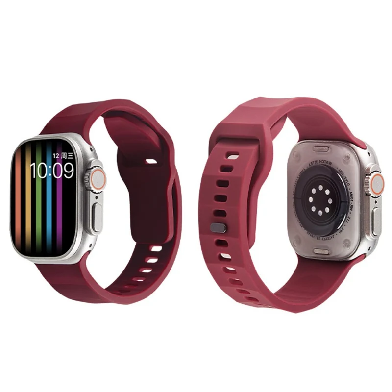 Apple Watch Series 9 41mm wavy style silicone strap - Wine Red