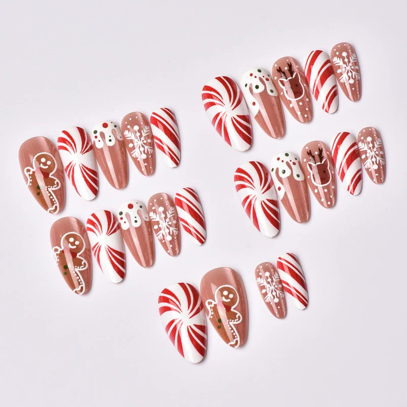 Festliche Feiertags-Themen Press-On Nagelkunst Kollektion