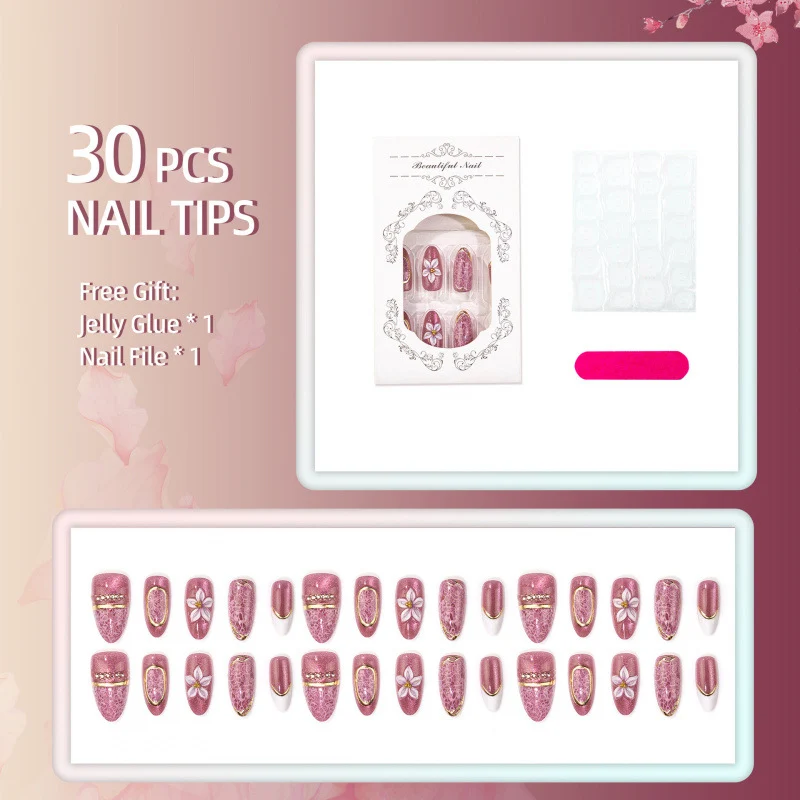 Elegantes von Spitze inspiriertes Press-On-Nagelset