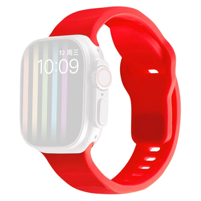 Apple Watch Series 9 45mm / Ultra 2 wavy style silicone strap - Wine Red