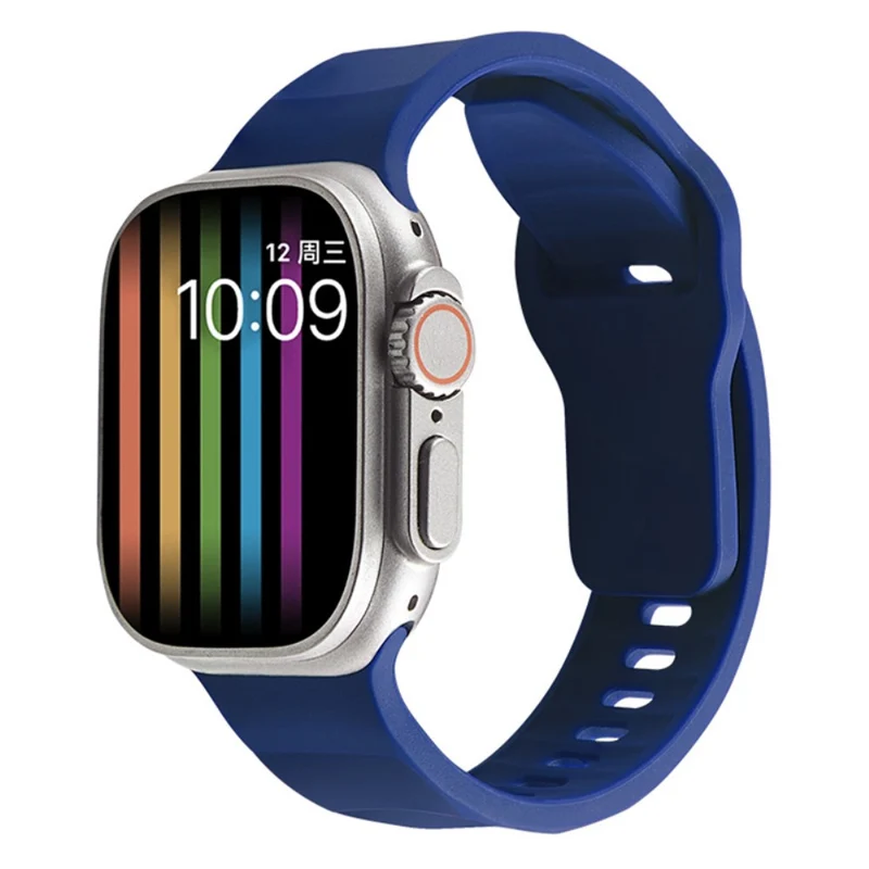Apple Watch Series 9 45mm / Ultra 2 wavy style silicone strap - Wine Red