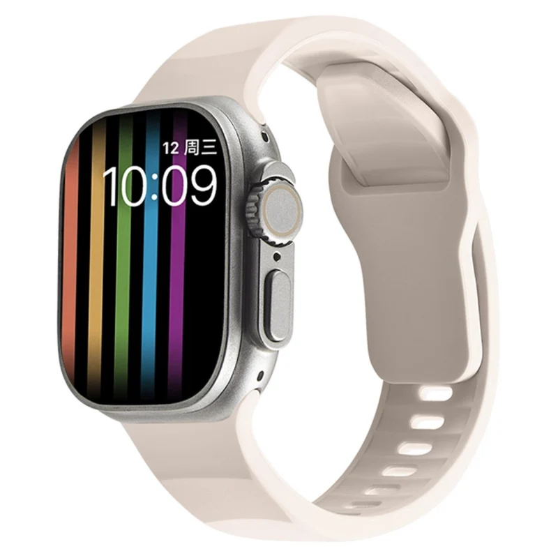 Apple Watch Series 9 45mm / Ultra 2 wavy style silicone strap - Wine Red