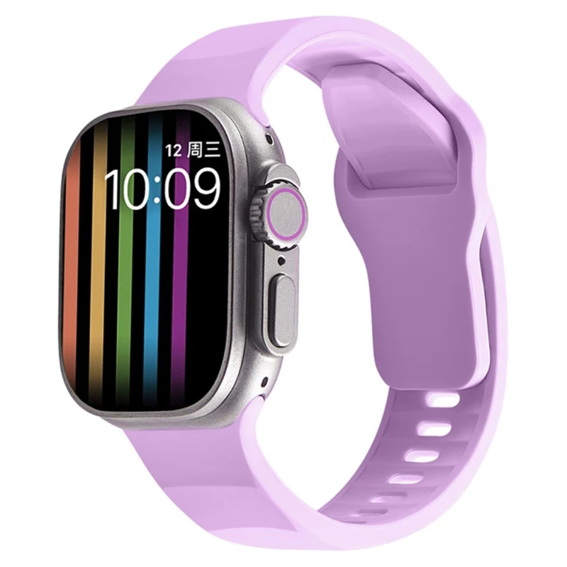 Apple Watch Series 9 45mm / Ultra 2 wavy style silicone strap - Wine Red
