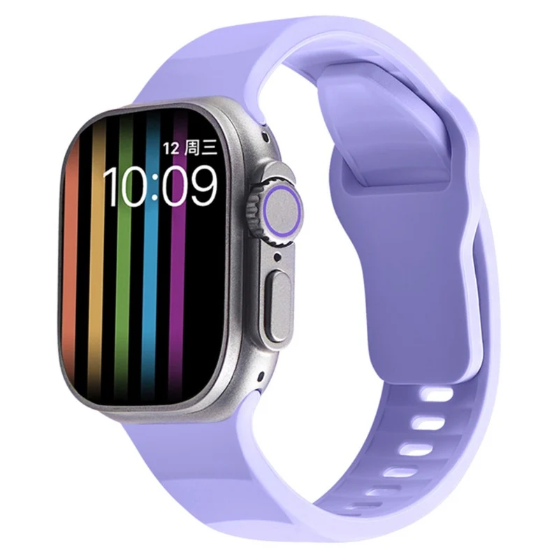 Apple Watch Series 9 45mm / Ultra 2 wavy style silicone strap - Wine Red