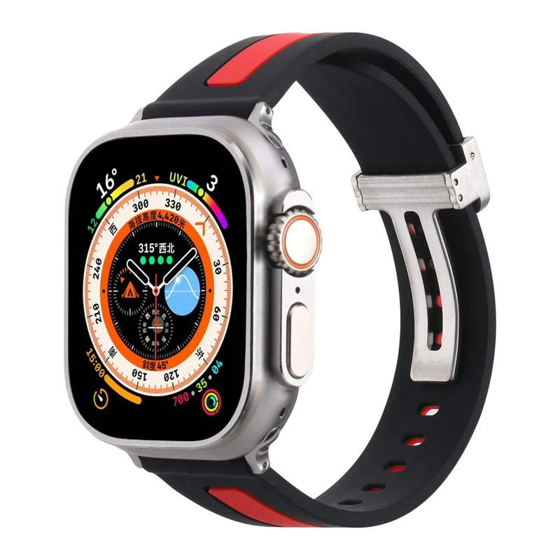 Apple Watch Series 9 41mm bi-color silicone strap - Red / Black
