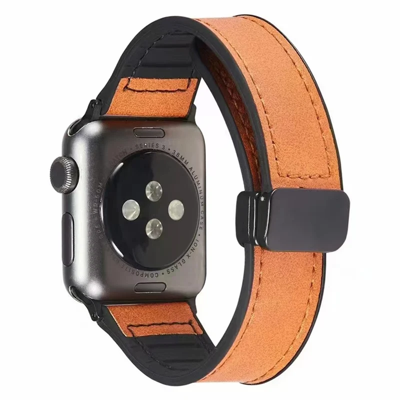 Apple Watch Series 9 45mm / Ultra 2 leather and silicone strap