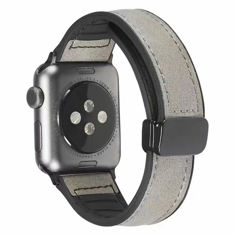 Apple Watch Series 9 45mm / Ultra 2 leather and silicone strap