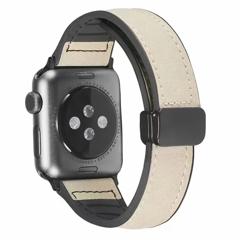 Apple Watch Series 9 45mm / Ultra 2 leather and silicone strap