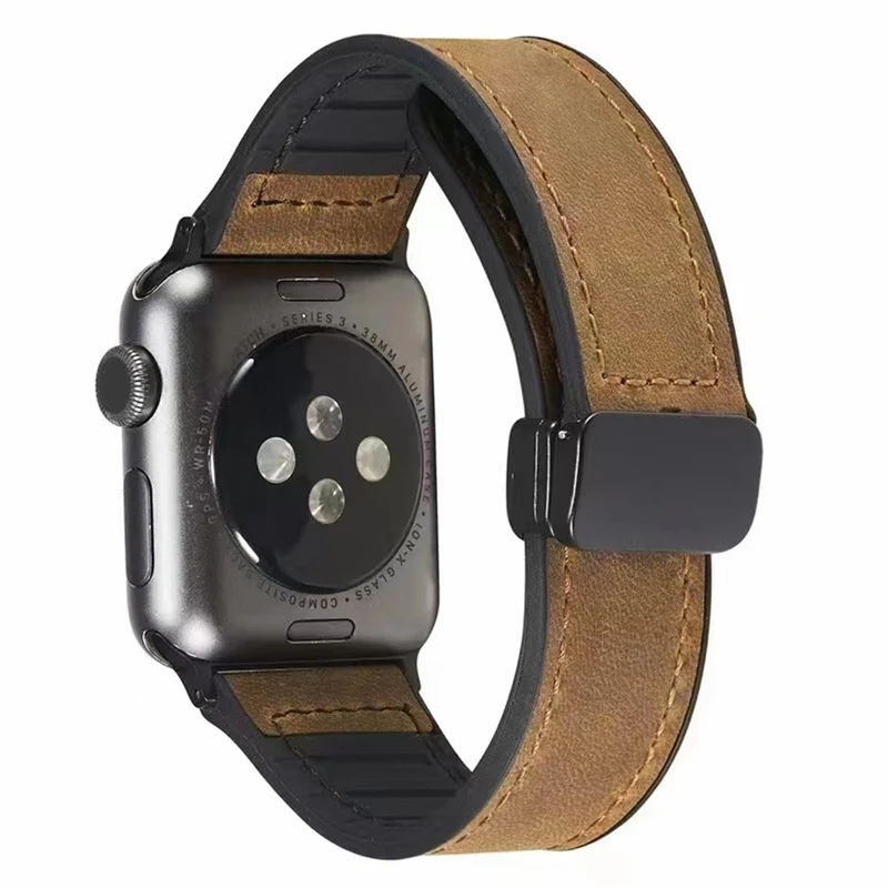 Apple Watch Series 9 45mm / Ultra 2 leather and silicone strap
