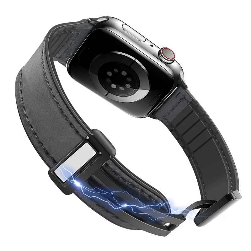 Apple Watch Series 9 45mm / Ultra 2 leather and silicone strap