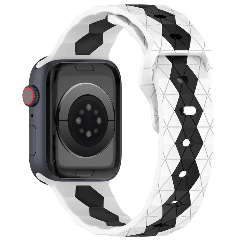 Apple Watch Series 9 45mm / Ultra 2 football pattern silicone strap - Black +Lime