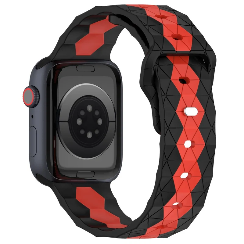 Apple Watch Series 9 45mm / Ultra 2 football pattern silicone strap - Black +Lime