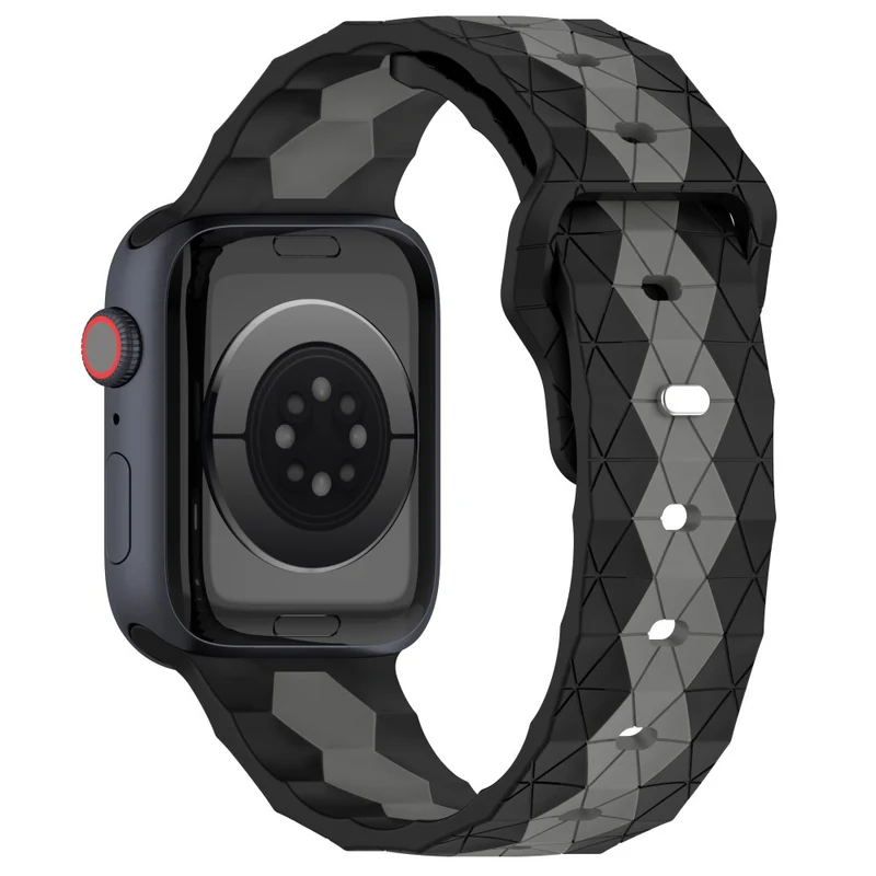 Apple Watch Series 9 45mm / Ultra 2 football pattern silicone strap - Black +Lime