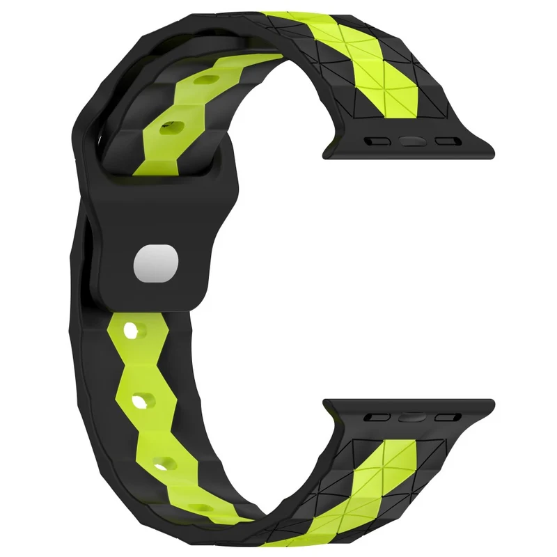 Apple Watch Series 9 45mm / Ultra 2 football pattern silicone strap - Black +Lime