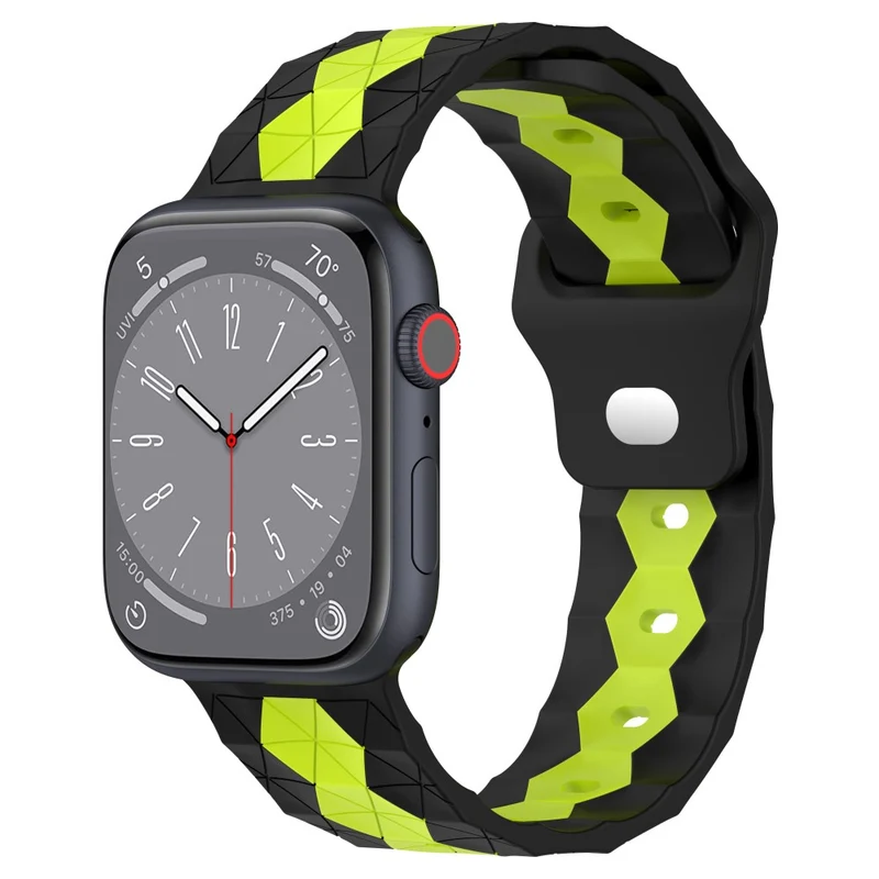 Apple Watch Series 9 45mm / Ultra 2 football pattern silicone strap - Black +Lime