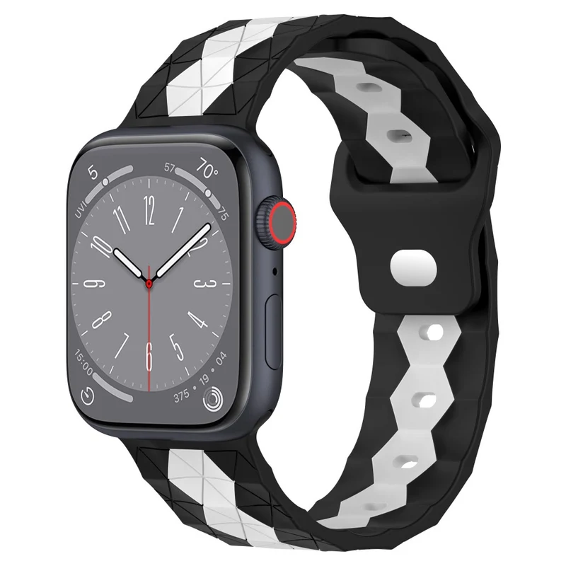 Apple Watch Series 9 45mm / Ultra 2 football pattern silicone strap - Black +Lime