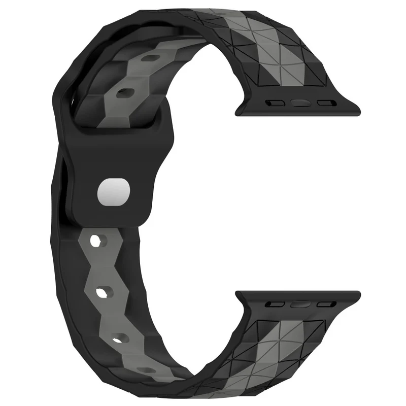 Apple Watch Series 9 45mm / Ultra 2 football pattern silicone strap - Black +Lime