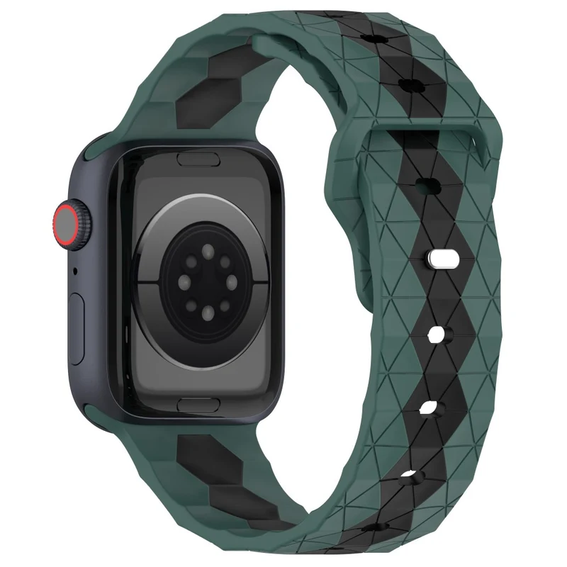 Apple Watch Series 9 41mm football pattern silicone strap - Black+Lime