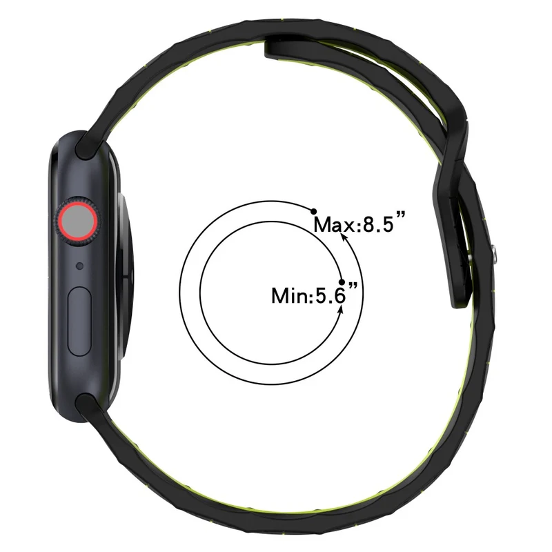 Apple Watch Series 9 41mm football pattern silicone strap - Black+Lime
