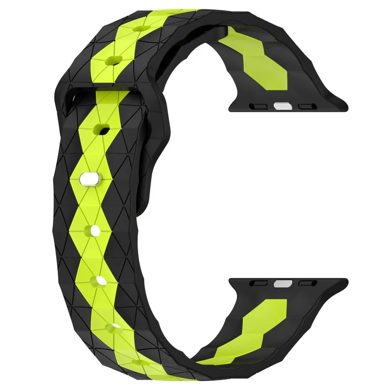 Apple Watch Series 9 41mm football pattern silicone strap - Black+Lime