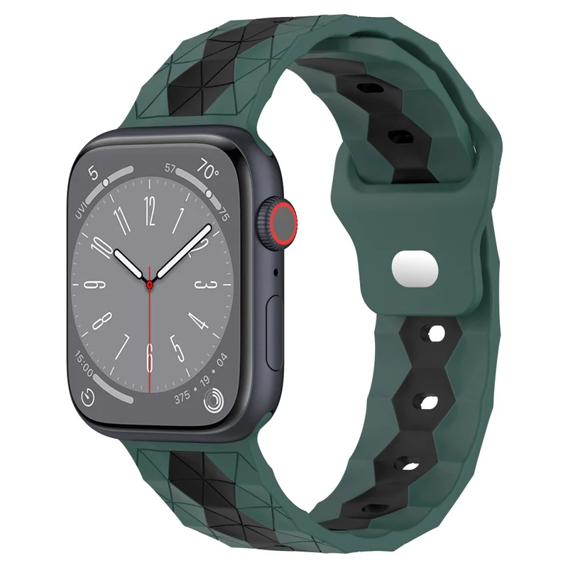 Apple Watch Series 9 41mm football pattern silicone strap - Black+Lime