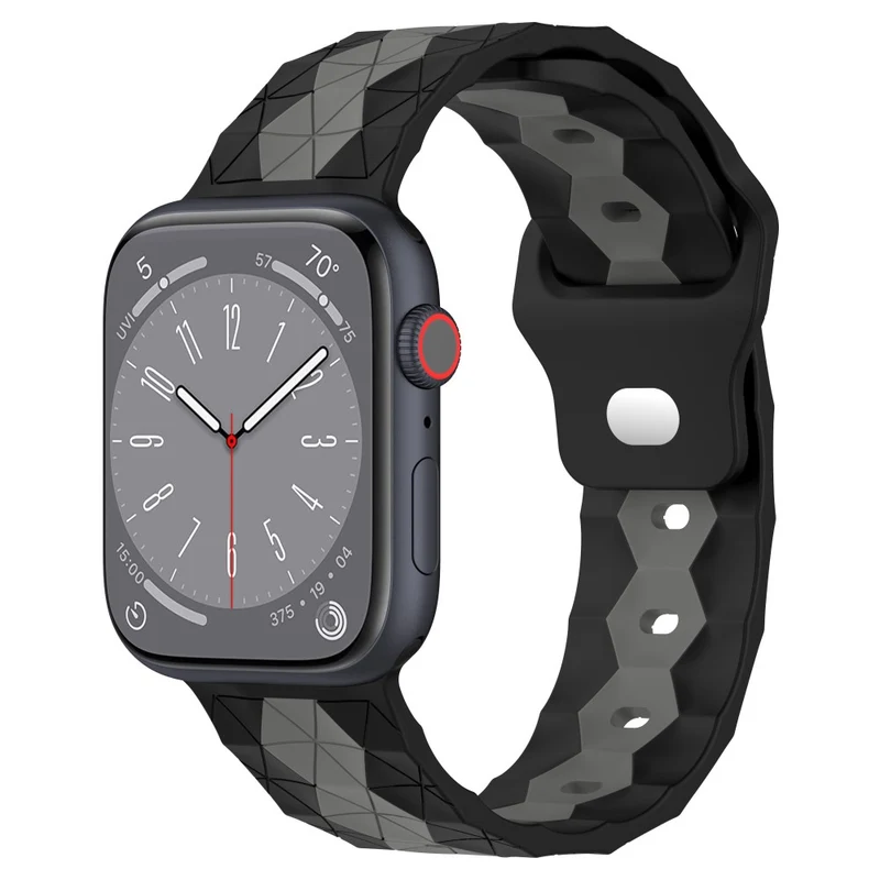 Apple Watch Series 9 41mm football pattern silicone strap - Black+Lime
