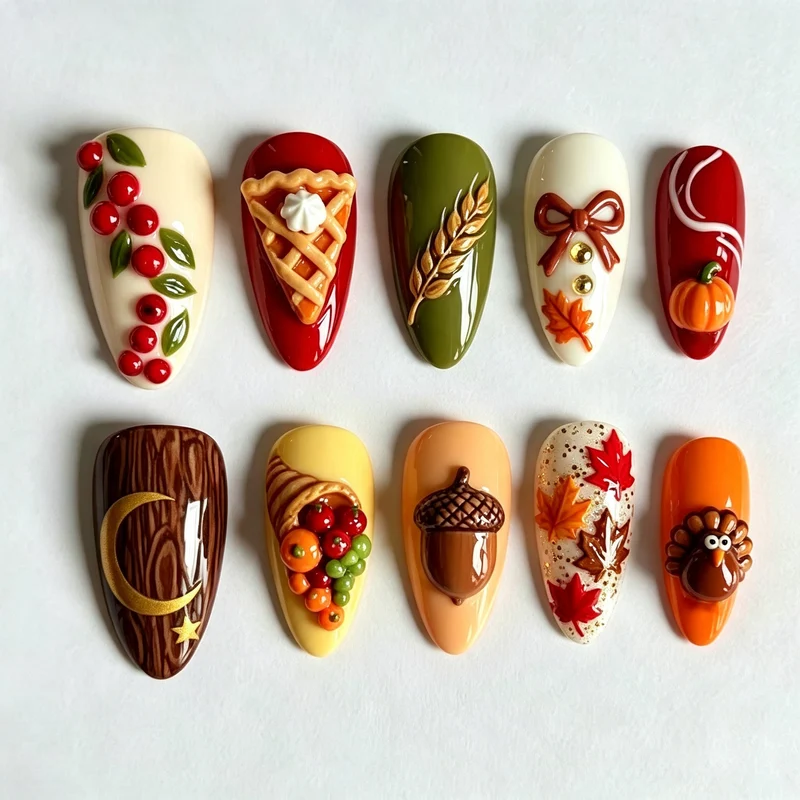 Festliches Ernte-Themen Press-On Nagelkunst Set