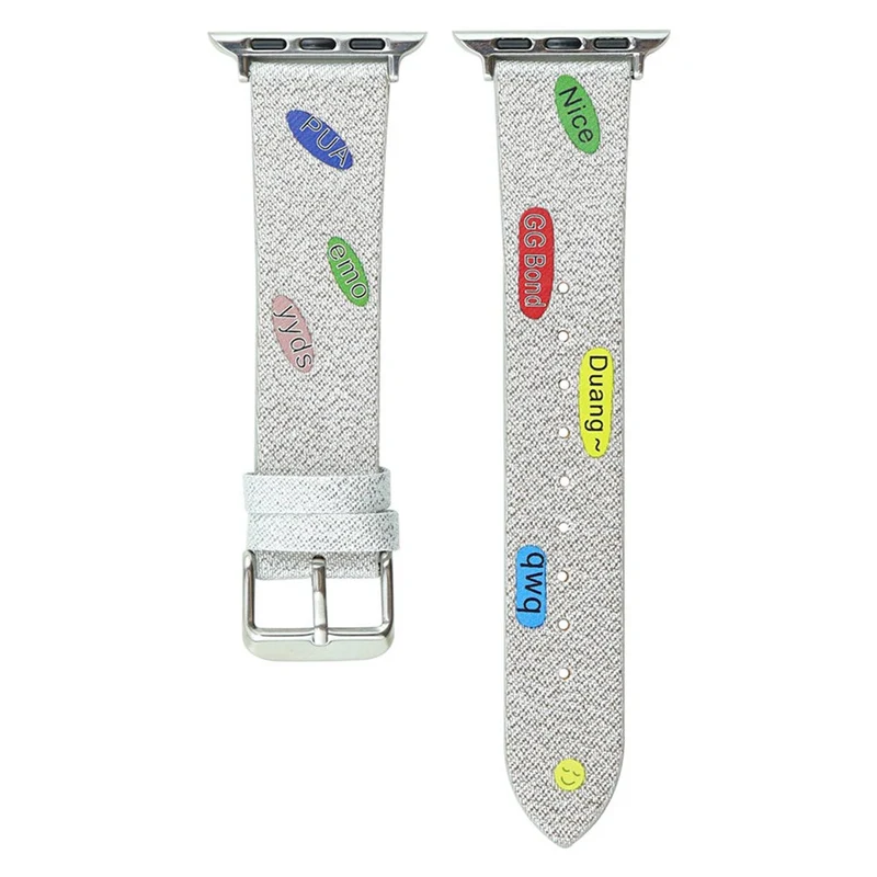 Apple Watch Series 9 41mm cute words nylon strap - Black / Pink