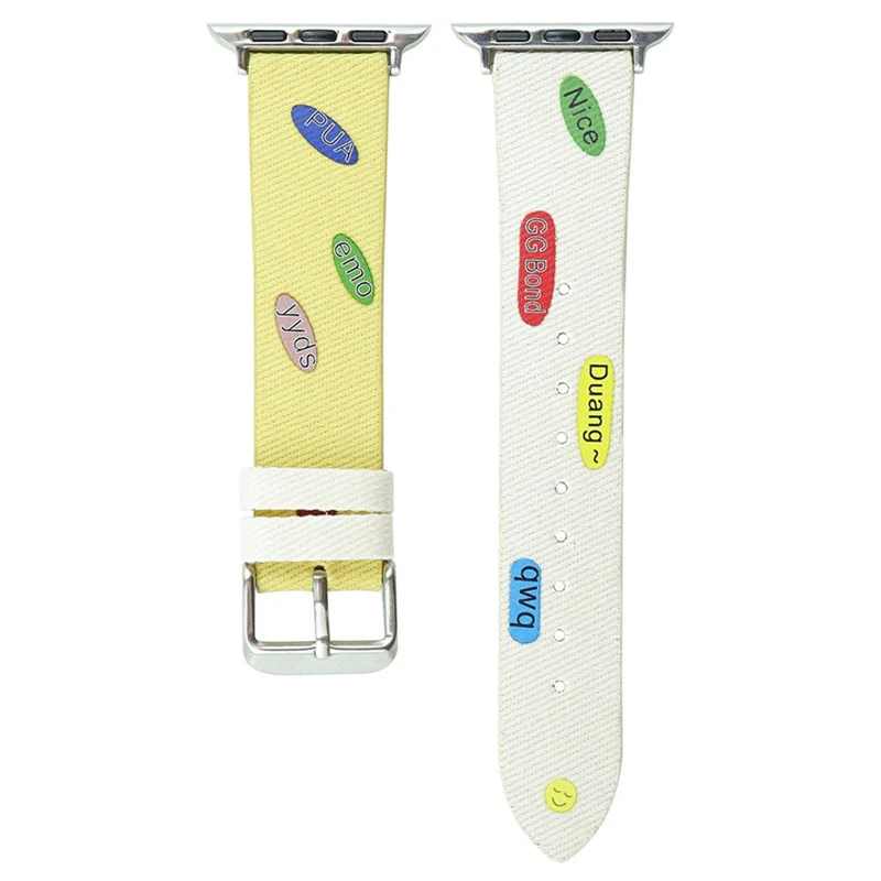 Apple Watch Series 9 45mm / Ultra 2 cute words nylon strap - Black / Pink
