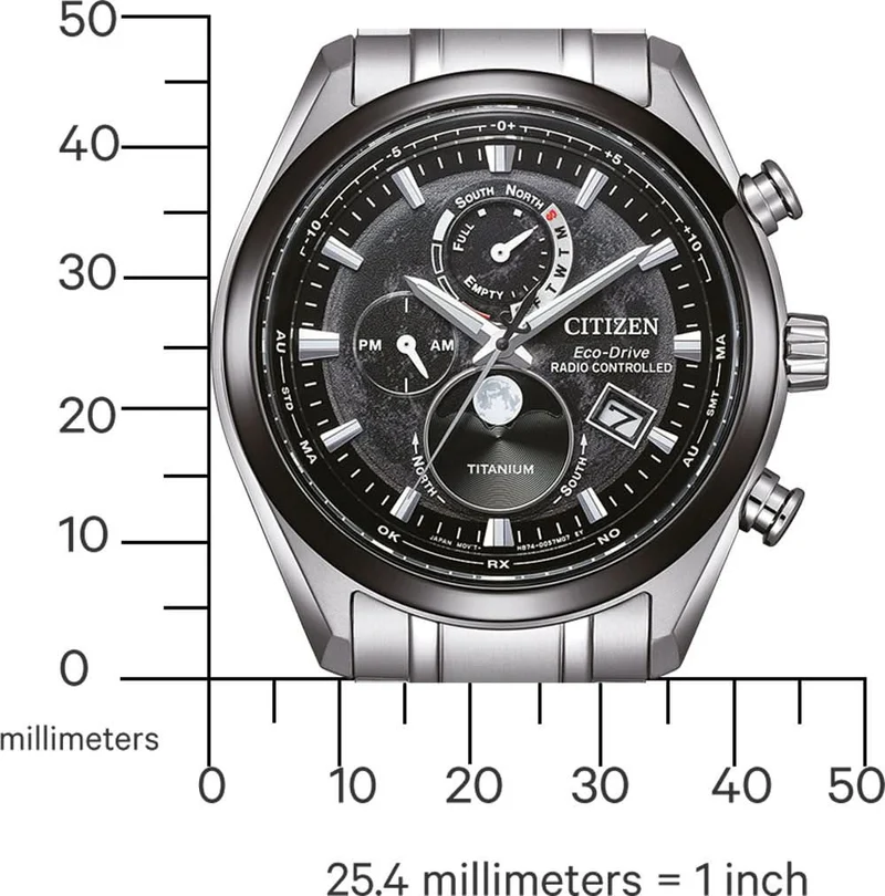 Citizen Tsuki-yomi BY1018-80E Herrenuhr • Eco-Drive Funk-Mondphase • Super Titanium