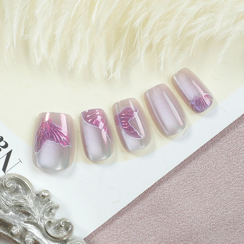 Elegantes Glitter-Akzent Press-On Nagelset