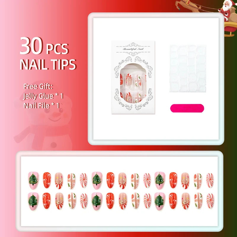 Festliches Weihnachts-Themen Press-On Nagelset